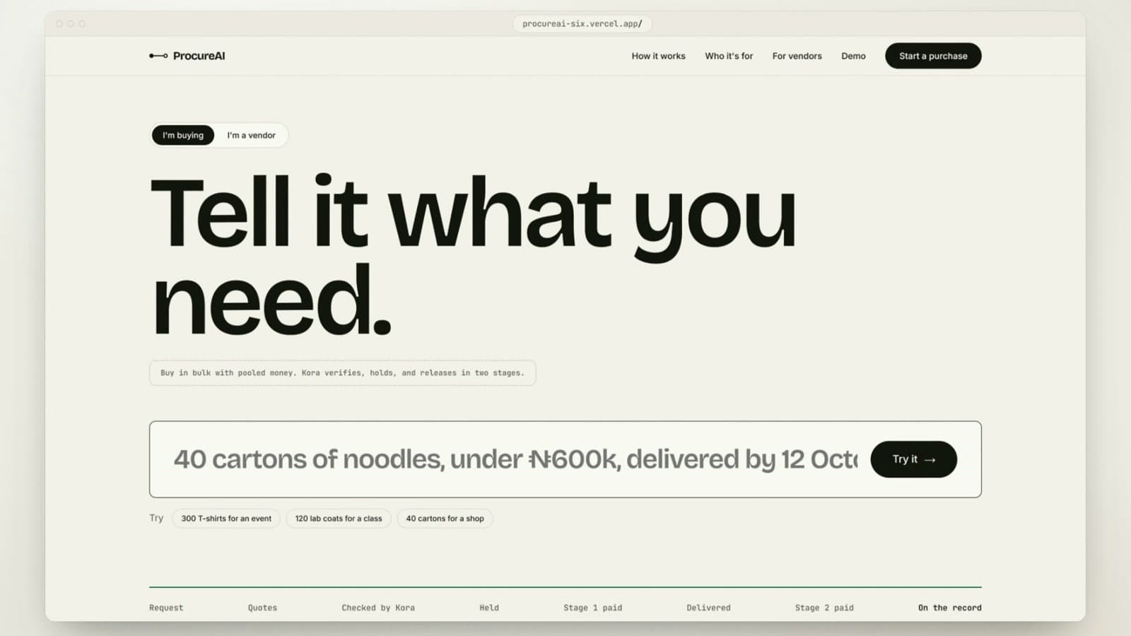 ProcureAI — Product Walkthrough